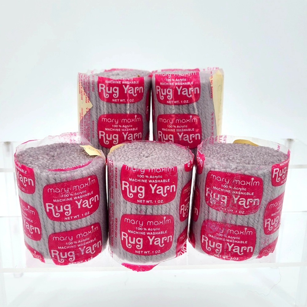 5 ct Mary Maxim Pre-Cut Latch Hook Rug Yarn 1 oz. Vintage #06 Lt. Grey Acrylic